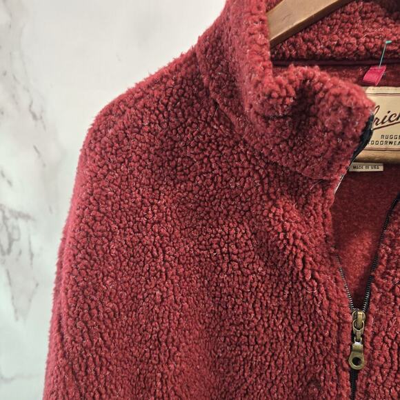 Woolrich Pullover Mens Large Red Fleece Vintage Quarter Zip Pile Fuzzy Sweater - Picture 2 of 10